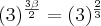 (3)^\frac{3\beta}{2} = (3)^\frac{2}{3}