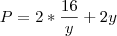 P=2*\frac{16}{y} + 2y