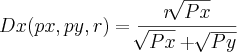 Dx(px,py,r)=\frac{r\sqrt[]{Px}}{\sqrt[]{Px}+\sqrt[]{Py}}
