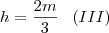 h = \frac{2m}{3} \;\;\; (III)