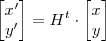 \begin{bmatrix} x'\\y' \end{bmatrix} = H^t \cdot \begin{bmatrix} x\\y \end{bmatrix}