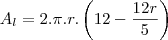 A_l=2.\pi.r.\left(12-\frac{12r}{5}\right) A_l=2.\pi.r.\left(12-\frac{12r}{5}\right)