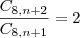 \frac{C_{8,n+2}}{C_{8,n+1}} = 2