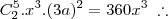 C_2^5 . x^3 . (3a)^2 = 360x^3 \;\therefore