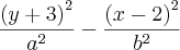 \frac{{(y+3)}^{2}}{{a}^{2}}- \frac{{(x-2)}^{2}}{{b}^{2}}