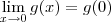 \lim_{x\to 0} g(x) = g(0)