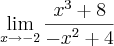 \lim_{x\rightarrow-2}\frac{{x}^{3}+8}{{-x}^{2}+4}