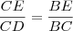 \frac{CE}{CD} = \frac{BE}{BC}