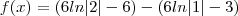 f(x)=(6ln|2|-6)-(6ln|1|-3)