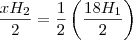 \frac{xH_2}{2} = \frac{1}{2}\left(\frac{18H_1}{2}\right)