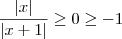 \frac{|x|}{|x+1|} \geq 0 \geq -1