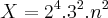 X = {2}^{4}.{3}^{2}.{n}^{2} X = {2}^{4}.{3}^{2}.{n}^{2}