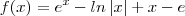 f(x) = e^x -ln \left|x \right| +x -e