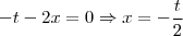 -t-2x=0 \Rightarrow x=-\frac{t}{2}
