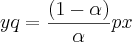 yq=\frac{(1-\alpha)}{\alpha}px