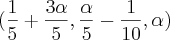 {(\frac{1}{5}+\frac{3\alpha}{5},\frac{\alpha}{5}-\frac{1}{10},\alpha) {(\frac{1}{5}+\frac{3\alpha}{5},\frac{\alpha}{5}-\frac{1}{10},\alpha)