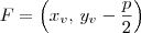 F = \left(x_v,\, y_v - \frac{p}{2}\right)
