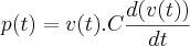 p(t)=v(t).C\frac{d(v(t))}{dt} p(t)=v(t).C\frac{d(v(t))}{dt}