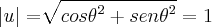 \left|u \right|=\sqrt[]{{cos\theta}^{2}+{sen\theta}^{2}}=1