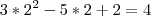 3*2^2 - 5*2 + 2=4