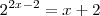 2^{2x-2}=x+2