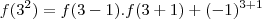 f(3^2)=f(3-1).f(3+1)+(-1)^{3+1}