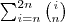 $$ \sum_{{i}={n}}^{2n}\binom{i}{n}$$ $$ \sum_{{i}={n}}^{2n}\binom{i}{n}$$