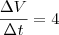 \frac{\Delta V}{\Delta t}=4
