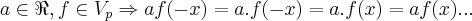 a\in \Re,f \in {V}_{p}\Rightarrow af(-x)=a.f(-x)=a.f(x)=af(x)...