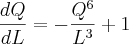\frac{dQ}{dL}=-\frac{{Q}^{6}}{{L}^{3}}+1 \frac{dQ}{dL}=-\frac{{Q}^{6}}{{L}^{3}}+1