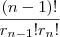 \frac{(n-1)!}{r_{n-1} !r_{n}!}