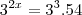 3^{2x}=3^3.54