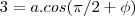 3=a.cos(\pi/2+\phi)