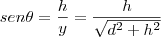 sen\theta=\frac{h}{y} = \frac{h}{\sqrt{d^2+h^2}}