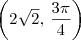 \left(2\sqrt{2},\, \frac{3\pi}{4}\right)
