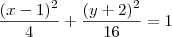 \frac{(x - 1)^2}{4} + \frac{(y + 2)^2}{16} = 1