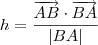 h = \frac{ \overrightarrow{AB} \cdot \overrightarrow{BA}}{|BA| }