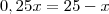 0,25x=25-x