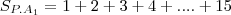 {S}_{{P.A}_{1}}=1+2+3+4+....+15 {S}_{{P.A}_{1}}=1+2+3+4+....+15