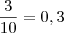 \dfrac{3}{10}=0,3