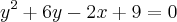y^2+6y-2x+9=0 y^2+6y-2x+9=0