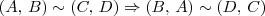 (A,\,B)\sim (C,\,D) \Rightarrow (B,\,A)\sim(D,\,C) (A,\,B)\sim (C,\,D) \Rightarrow (B,\,A)\sim(D,\,C)