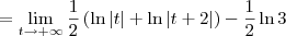 = \lim_{t\to+\infty} \frac{1}{2}\left(\ln|t| + \ln|t+2|\right) - \frac{1}{2}\ln 3