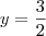y= \frac{3}{2} y= \frac{3}{2}