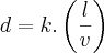 d=k.\left( \frac{l}{v} \right)