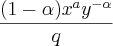 \frac{{\((1-\alpha)} {x}^{a}{y}^{-\alpha}}{q}\right