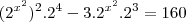 (2^{x^2})^2.2^4-3.2^{x^2}.2^3=160