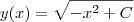 y(x) = \sqrt{-x^2 + C} y(x) = \sqrt{-x^2 + C}