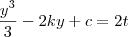 \frac{y^3}{3}-2ky+c=2t