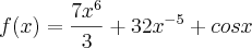 f(x)=\frac{7{x}^{6}}{3}+32{x}^{-5}+cosx